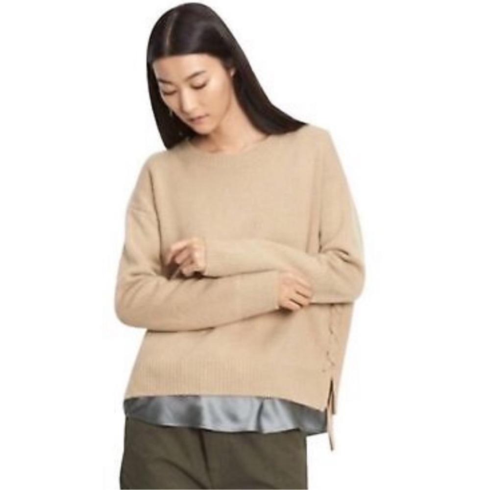 🔥CASHMERE🔥VINCE CAMEL TAN color Vince oversized SideTie Sweater Szs/M pricefirm